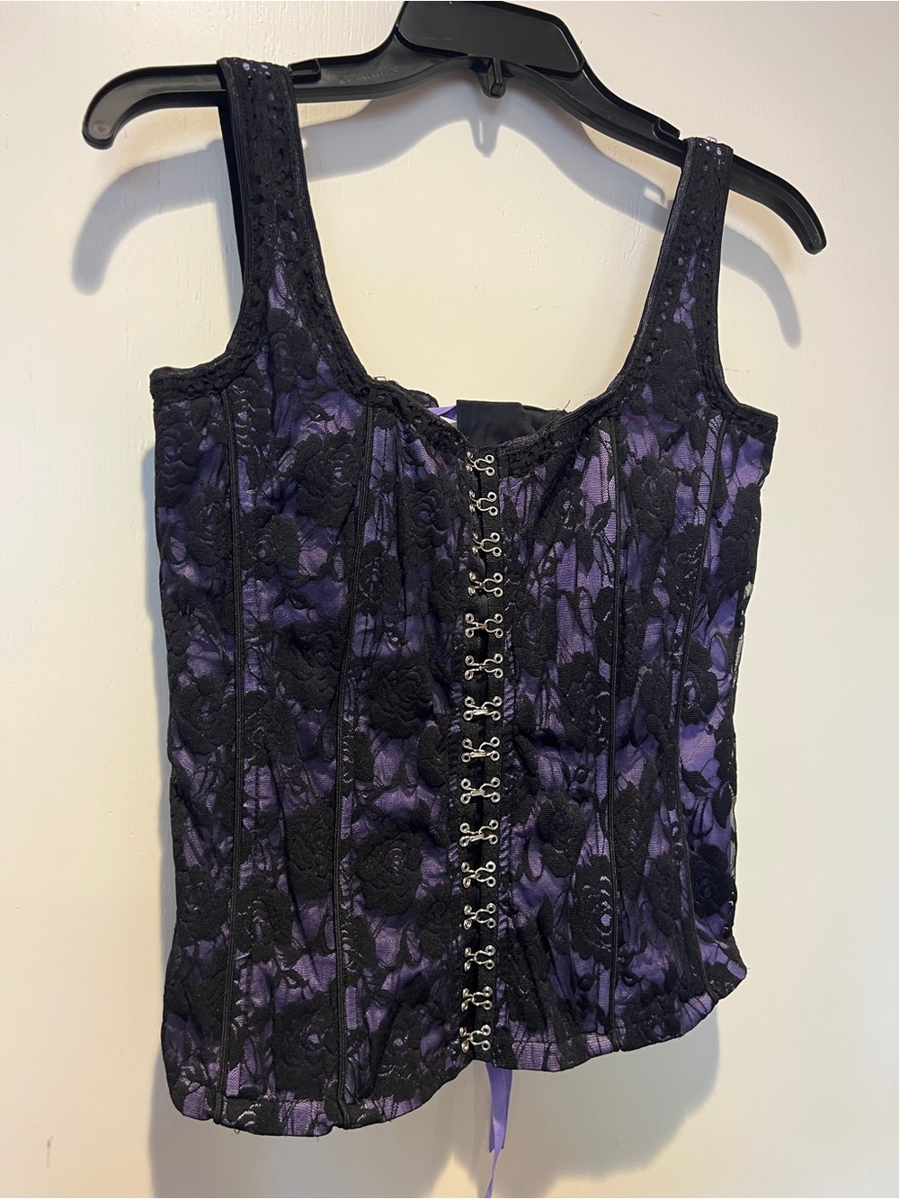 Vintage TRIPP NYC Purple and Black Lace Corset Top Size Small